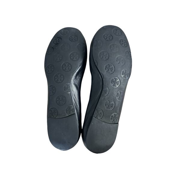 Tory Burch Leather Minnie Ballet Travel Flats in Perfect Black/Gold Size 7.5 - Picture 10 of 16